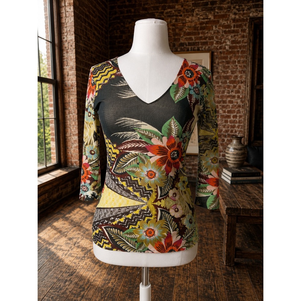 Vintage Petit Pois Floral Geometric Mesh Top Whimsigoth Boho Gauze Festival